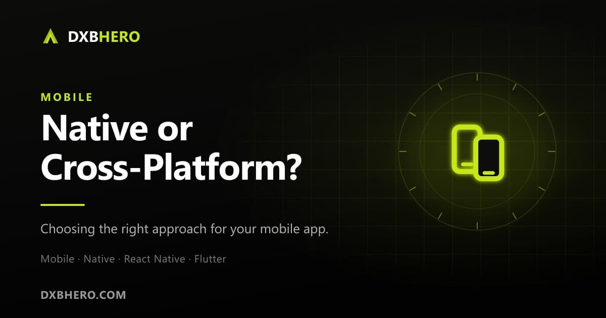 Illustration contrasting native iOS and Android apps with a single cross-platform codebase running on both.
